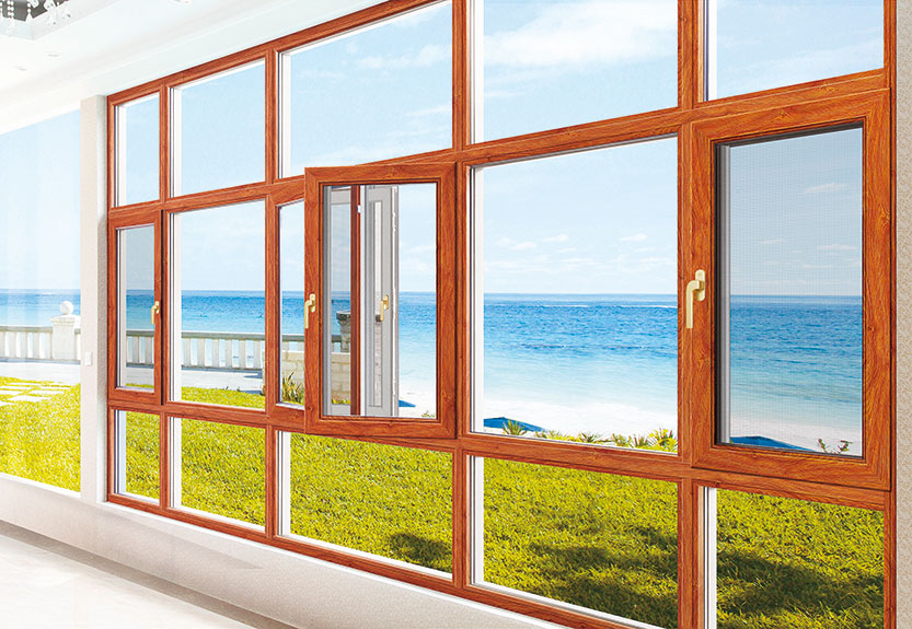 金橡木断桥平开窗16015