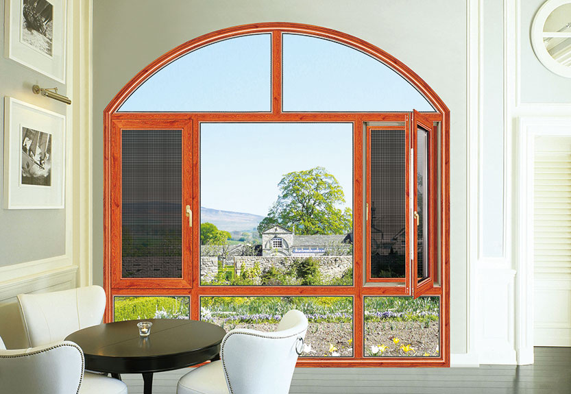 金橡木断桥平开窗16026