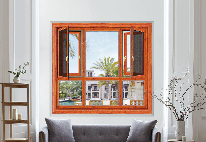 金橡木断桥平开窗16032