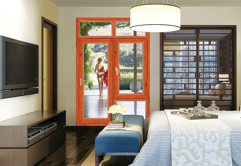 金橡木断桥平开窗16023