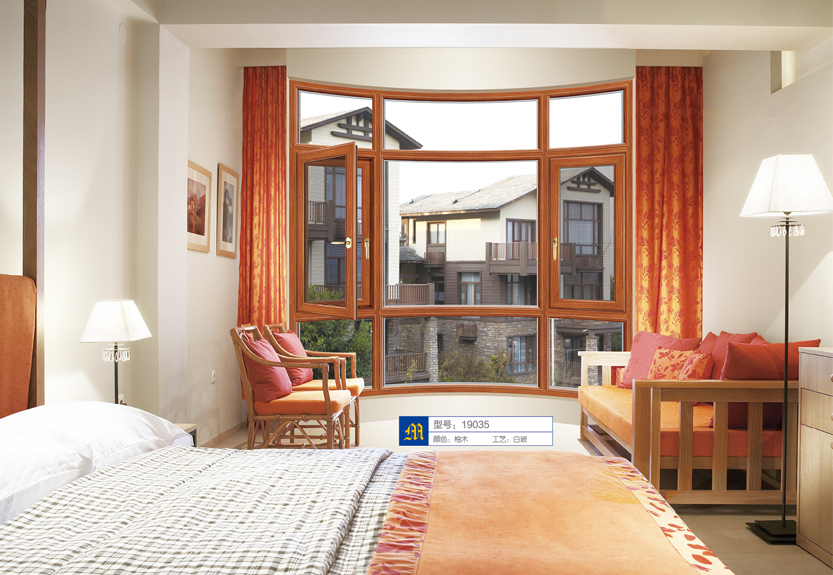 （平框）断桥平开窗-柚木19035