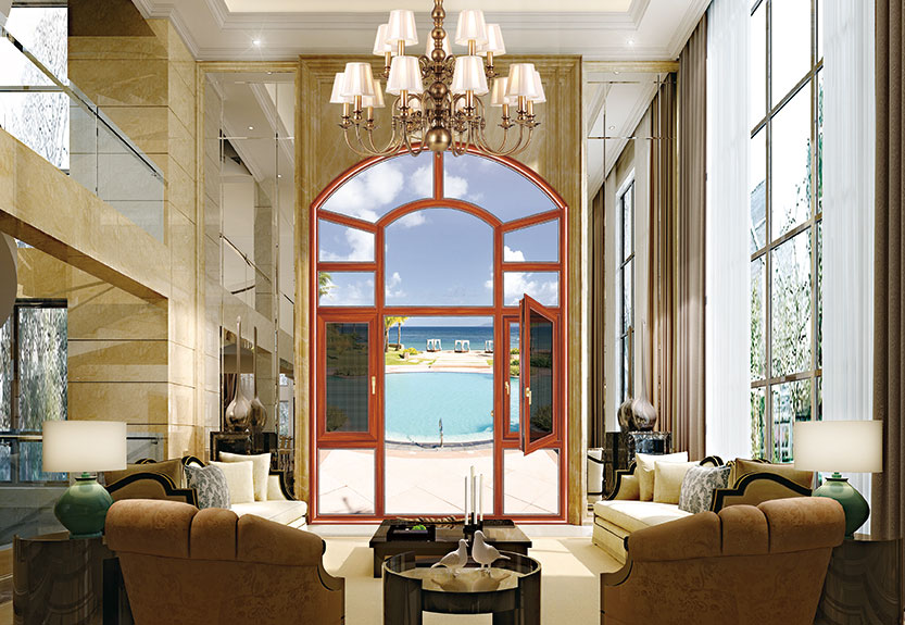 柚木断桥平开窗16027