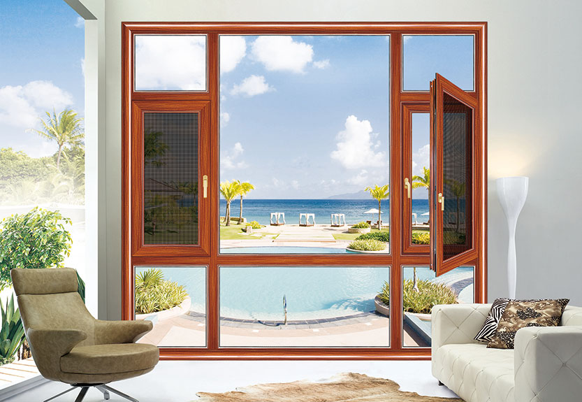 柚木断桥平开窗16020