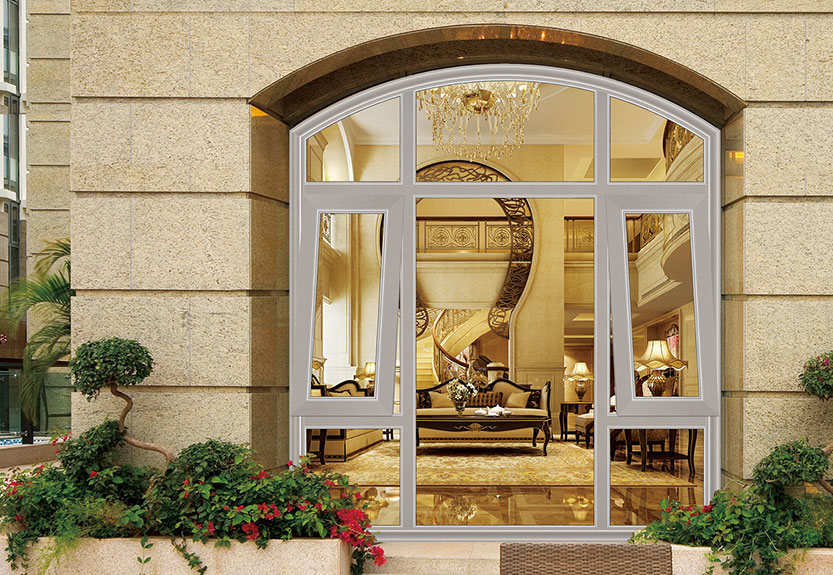 香槟金断桥平开窗16017