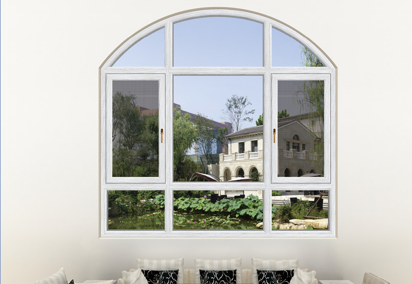 （平框）断桥平开窗-白橡