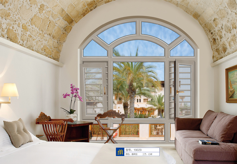 （平框）断桥平开窗-香槟金